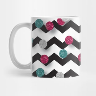 Black and White Zig Zag with Glitter style Dots Mug